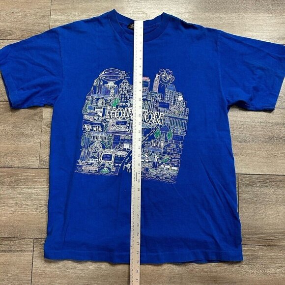 Vintage Houston City T-shirt Men's Size XL Made In USA Single Stitch Blue - Picture 8 of 8